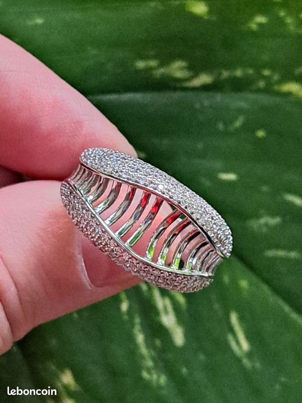 Bague Argent S925 Zircones blanc Style Moderne Ajouré Femme taille 63 (image 2)