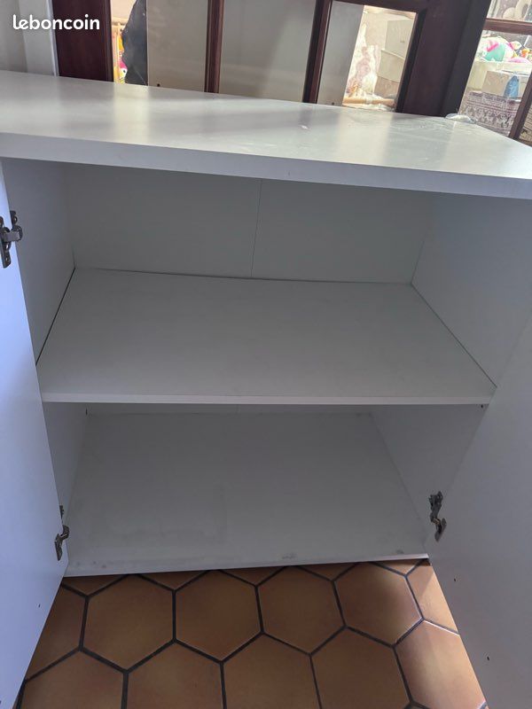 Meuble bas gris blanc rangement (image 7)