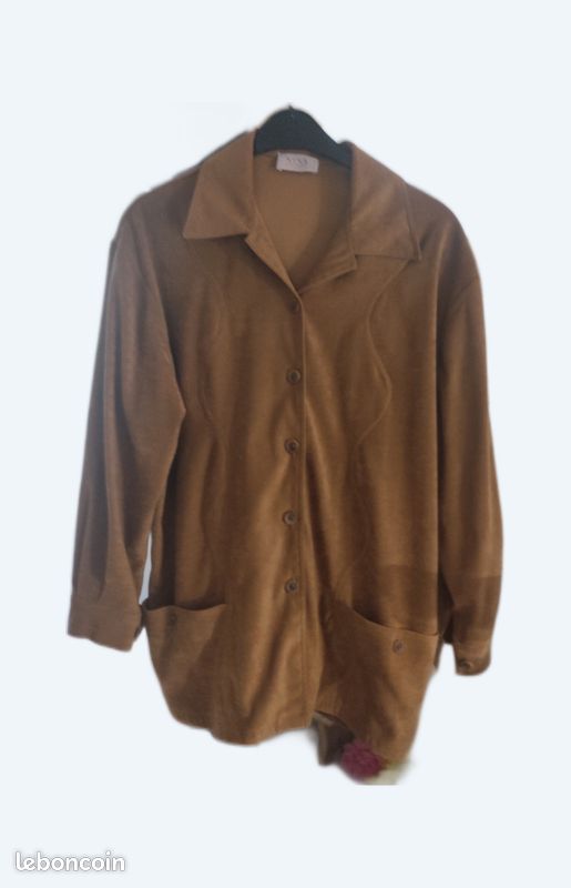 Veste NINA Collection Paris en Micro effet DAIN Couleur Taupe Taille XL (image 5)