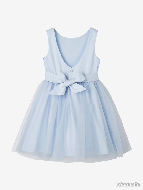 Robe de cérémonie fille en satin et tulle bleu ciel Vêtements