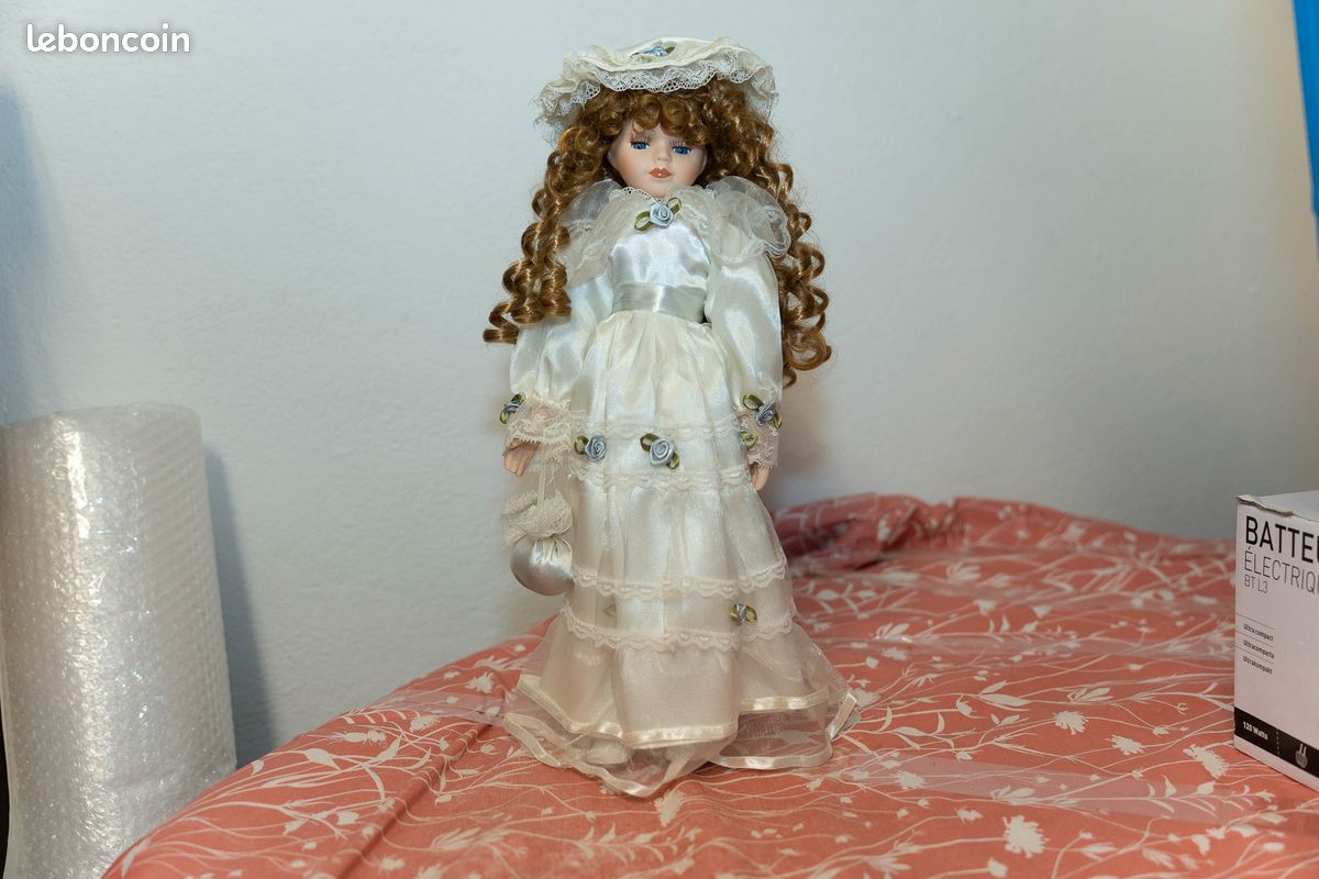 Poupée Porcelaine Vintage 31 Cm - Années 80/90 - Fille, Yeux Marron