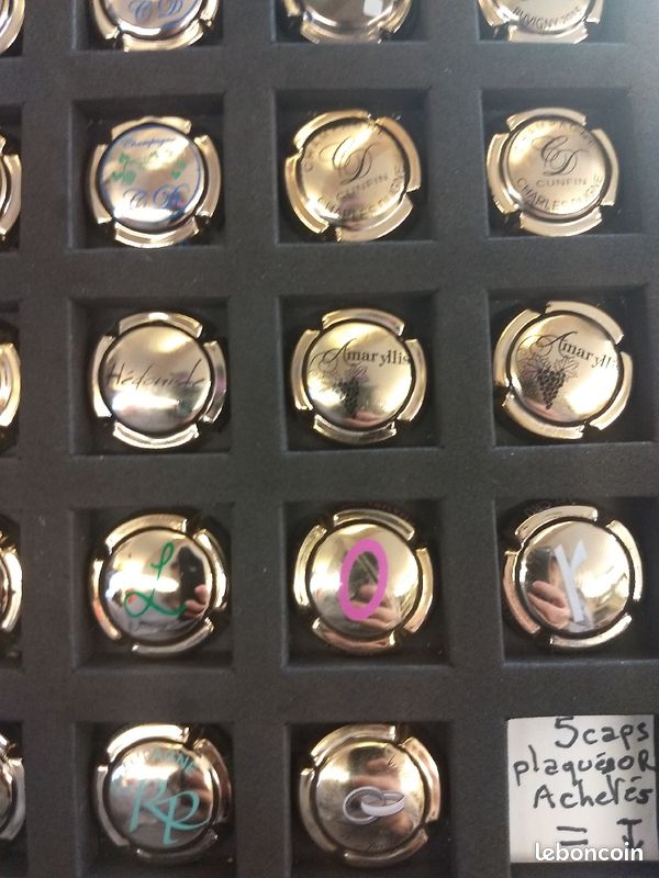 Lot ou détails capsules de champagne plaquées OR (image 7)