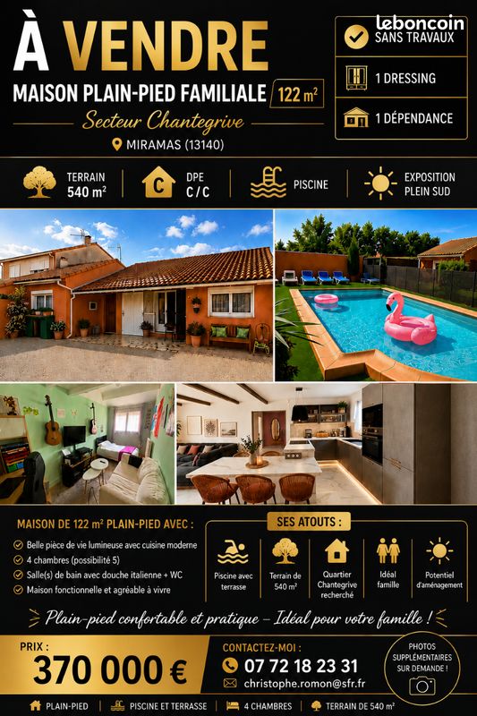 Maison 7 pièces 122 m² · à Miramas · 122 m² · 370 000 €