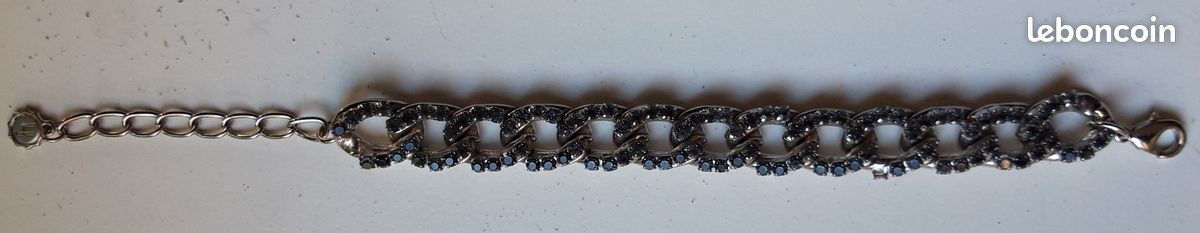 Bracelet Gourmette Ancien Argent Massif 925 - Maille Simple Art Nouveau