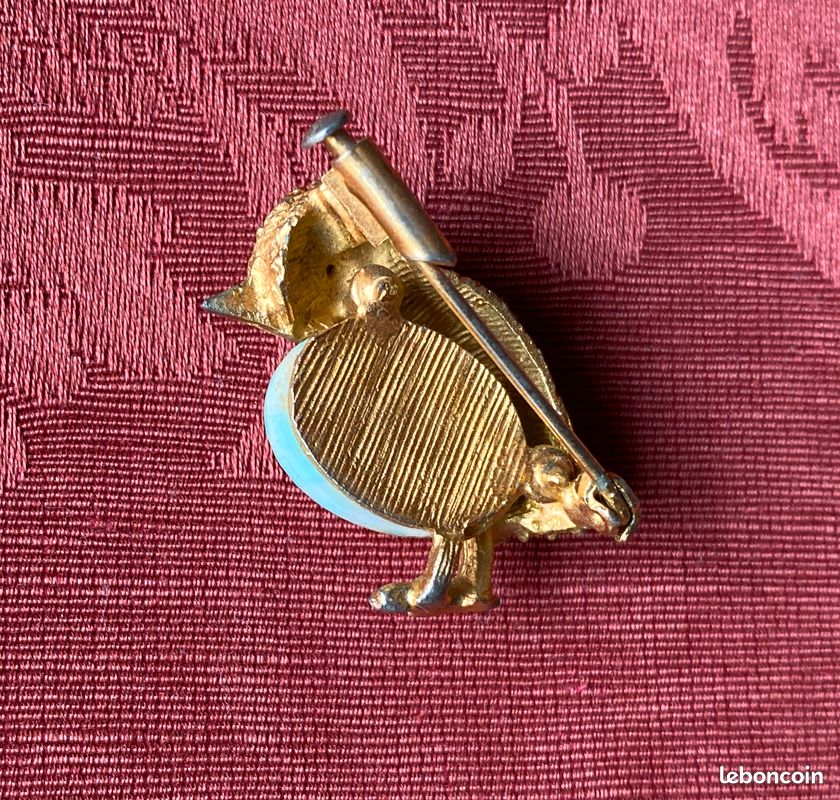 Broche Ancienne Oiseau Plaquée Or - Bijou Vintage Occasion, Pièce Unique