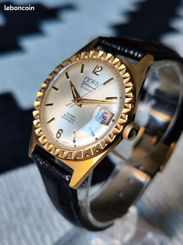 Montre Vintage APEX Suisse Mécanique Des Années 1960 - Mouvement GSW 7071, Boîtier Argenté, Bracelet Cuir Noir
