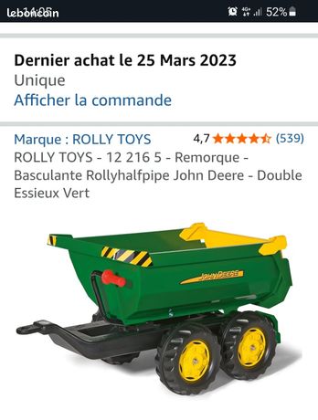 Remolque Basculante John Deere Verde de Rolly Toys