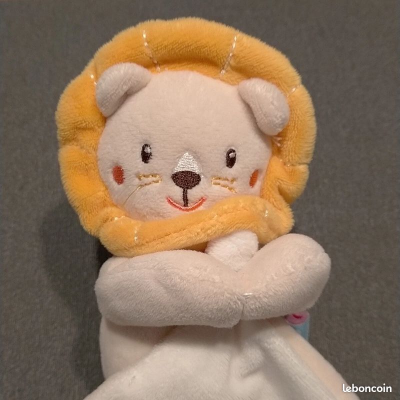 Doudou sucre d'orge petit lion creme beige orange (image 4)