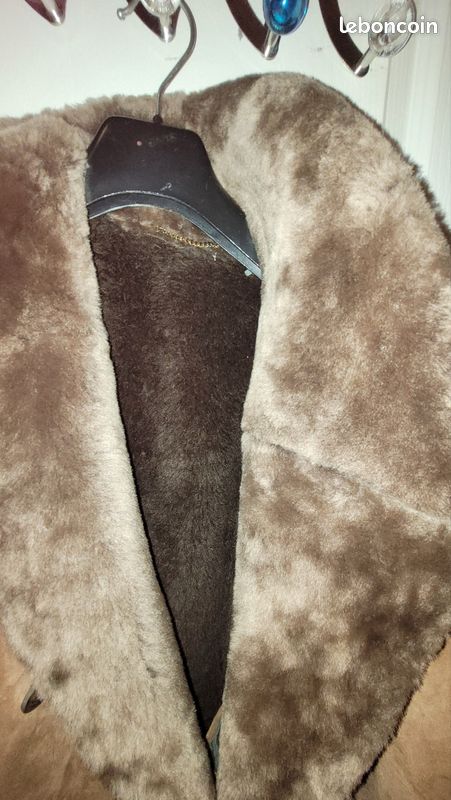 Veste manteau 3/4 daim-cuir, fourrure synthétique taille 50 ou 52 (image 4)