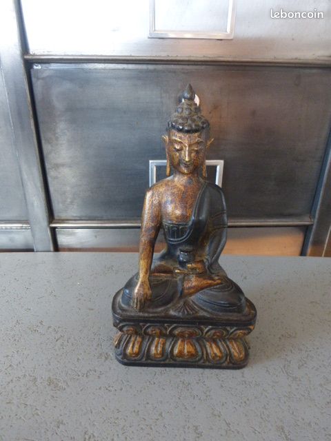 🌟 statuette de bouddha en bois sculpté du népal – pièce unique 🌟 (image 1)