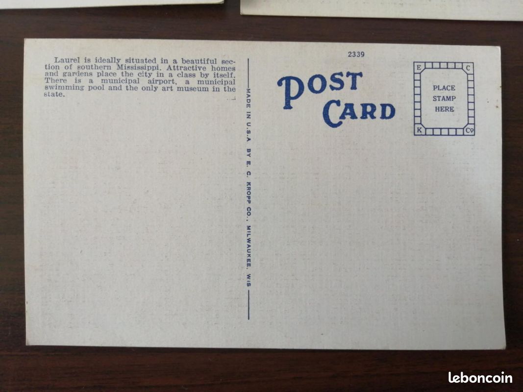 5 anciennes cartes postales, Laurel, Mississippi, états unis, vierges, couleurs (image 10)