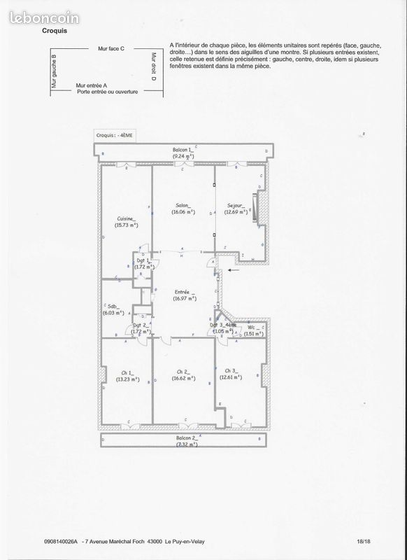 Appartement 6 pièces 116 m² · au Puy-en-Velay · 116 m² · 119 000 €