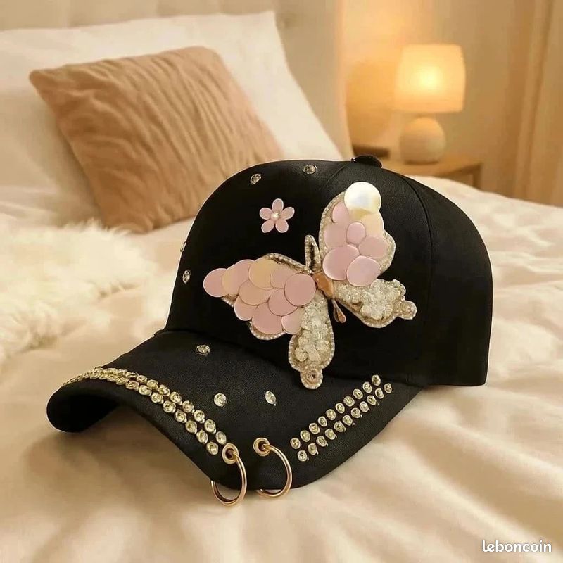 PACDE Casquette De Baseball Brodée Papillon Paillettes Pour Femme - Style Tendance Réglable En Coton