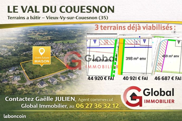 Terrain 400 m² Vieux-Vy-sur-Couesnon
