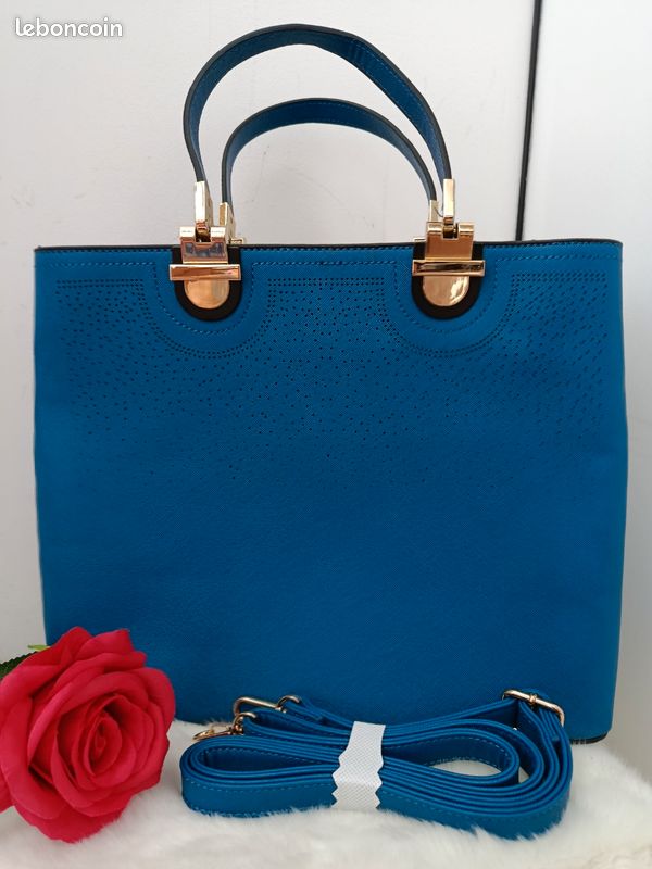 Sac à Main Bleu DAVID JONES Pour Femme - En PVC - Occasion Mais Annoncé Comme NEUF