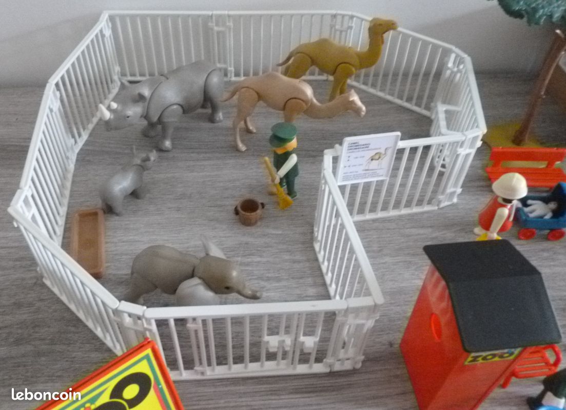 PLAYMOBIL vintage zoo ménagerie cage ours pancarte blanche set 3435 de