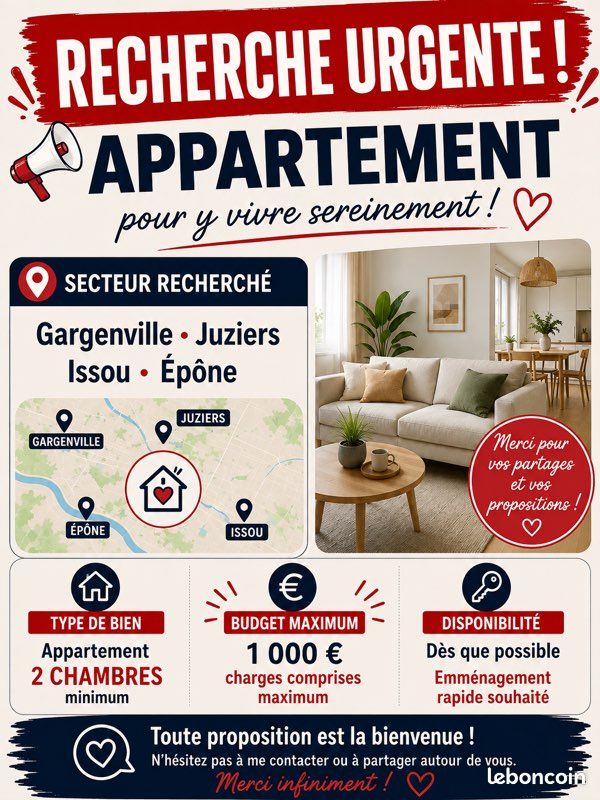 Appartement 3 pièces 60 m² · à Gargenville · 60 m² · 950 €