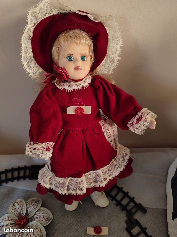 Robe Velours Vintage Bonnie Jean Pour Enfant Taille 5/6 - Rouge, Manches Longues, Mélange Coton