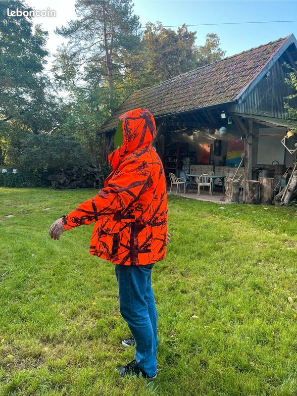 Veste de chasse Solognac – taille 2XL – orange fluo camouflage