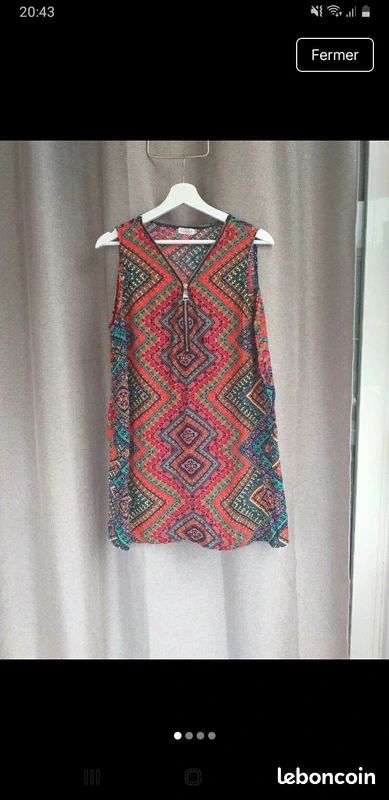 Robe tunique - sans manches - multicolore - taille XL/XXL - Kaylla 🦋 (image 1)