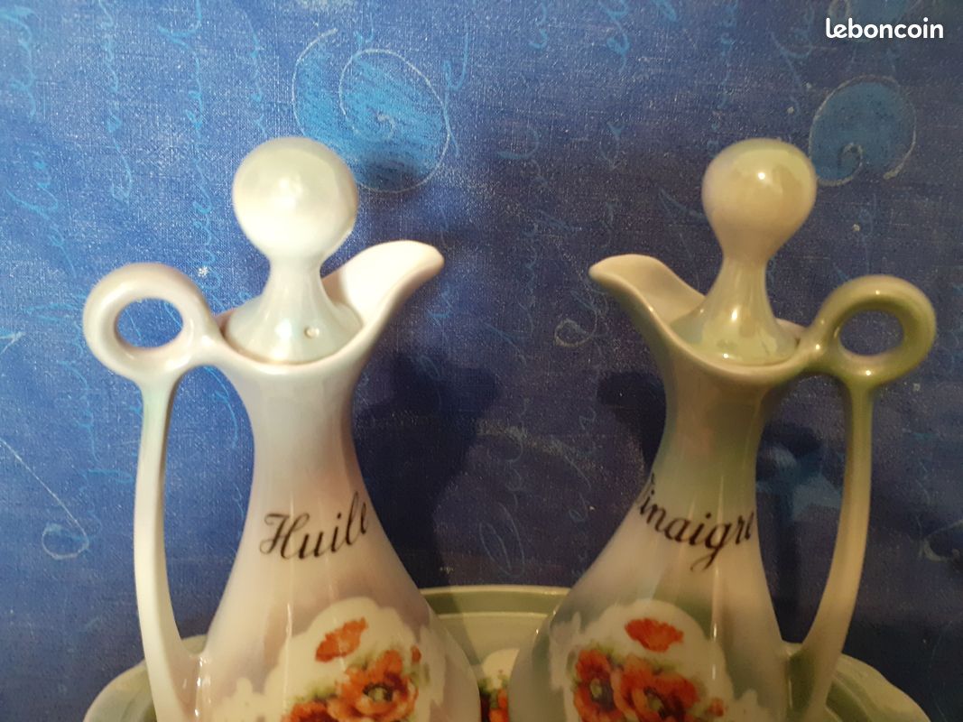 Service à condiments - moutarde - huile - vinaigre - vintage