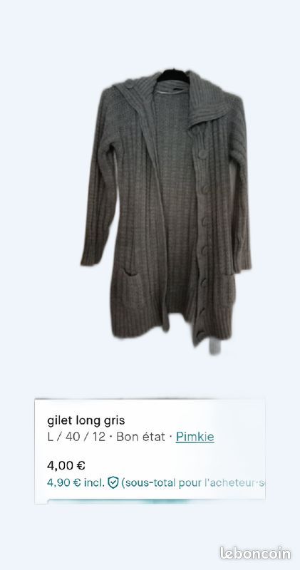 Gilet long gris (image 1)