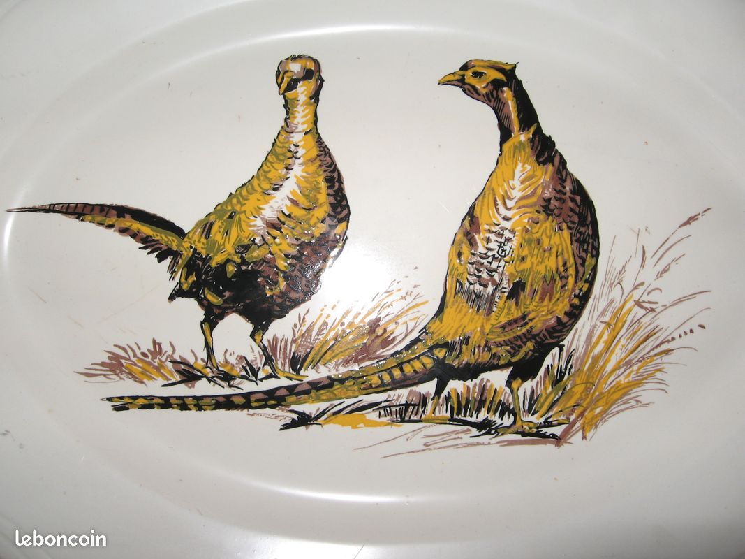 Vintage - plat de service décor de faisans (image 2)
