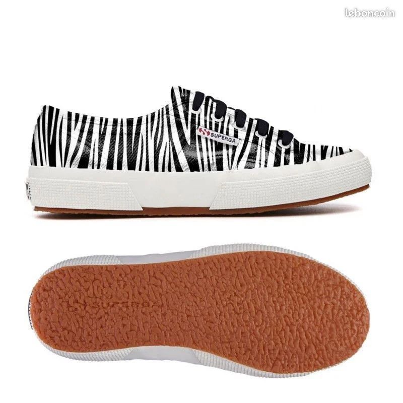 Chaussures baskets Superga 2750 Grey Silver Zebra Taille 36 Neuves (image 1)