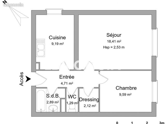 Appartement 2 pièces 48 m² · à Hérouville-Saint-Clair · 48 m² · 613 €/mois