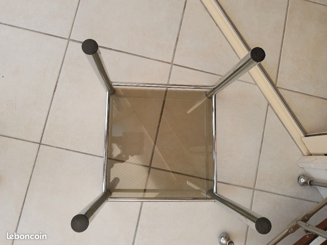 Table basse carrée verre et inox (image 4)
