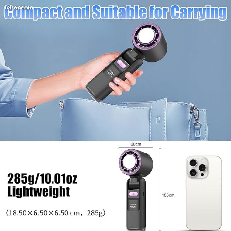Mini ventilateur portable à pince, rechargeable par USB, 4 vitesses réglables, convient pour la maison, la poussette, le bureau ou l'extérieur, rose | Leroy Merlin