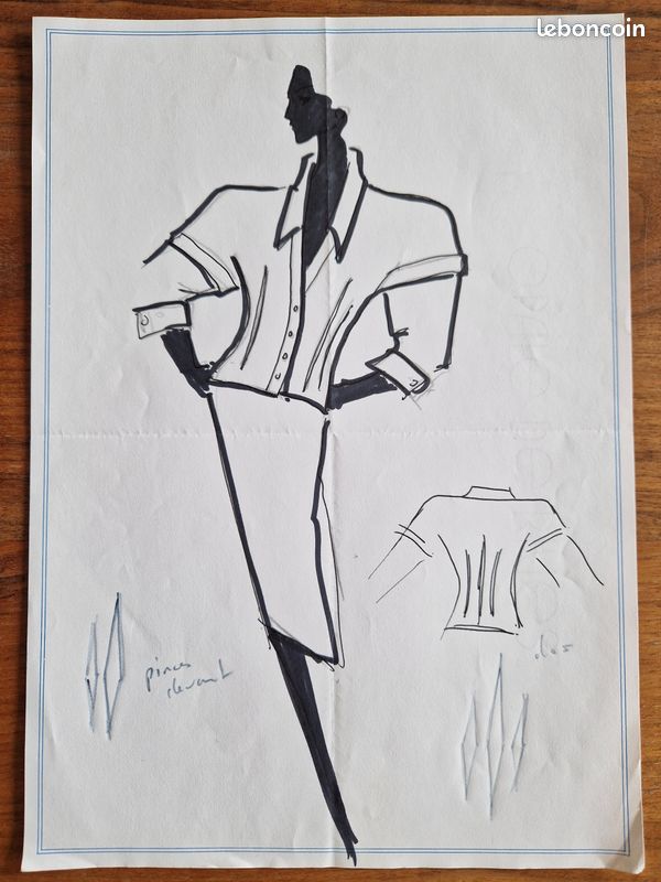 Haut Femme Dessinateur Azaka Paris - Bleu Royal, Motif Feuilles, Manches 3/4 - Taille L, Neuf Sans étiquettes