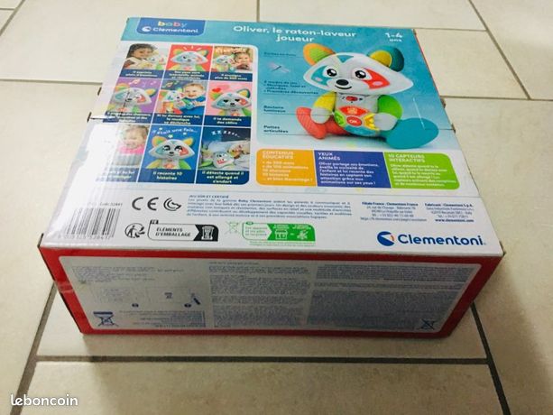 Raton Laveur Interactif Oliver – Clementoni – 3 Modes : émotions, Histoires, Repas – 300 Mots – Dès 2 Ans – Compagnon Câlin