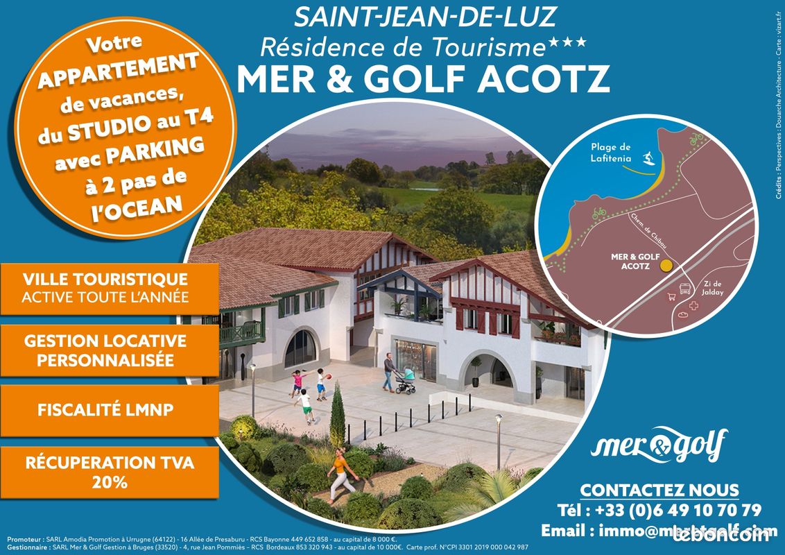 Appartement 1 pièce 24 m² · à Saint-Jean-de-Luz · 24 m² · 122 000 €