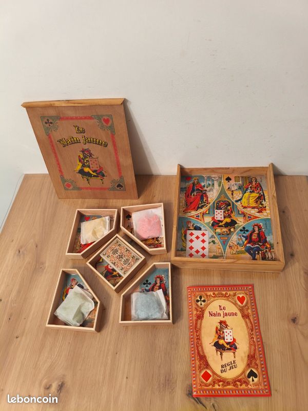Jeu De Société Nain Jaune - Coffret Bois Delhaye Frères, Fin 19e / Début 20e