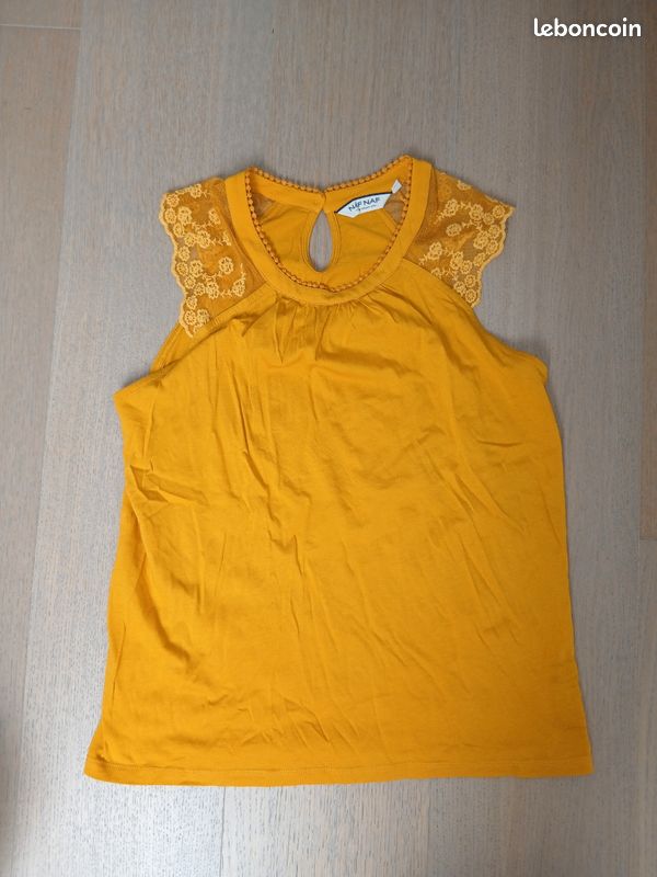 Haut Sans Manches Naf Naf Noir - Taille L, Mélange Coton, Neuf Sans étiquette