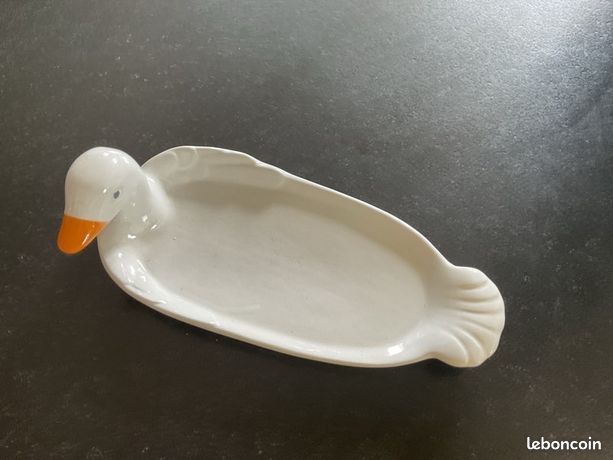 Service à Foie Gras Vintage 3 Pièces Avec Plateau En Verre Gravé Canard Et Oie