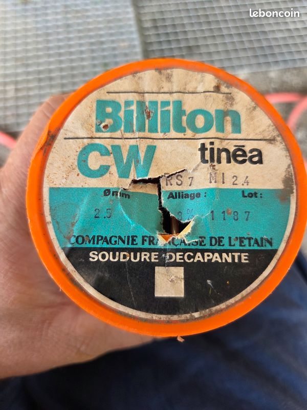 Bobine 3kg fil d’étain billiton CW soudure décapante diamètres 2,5 mm (image 3)