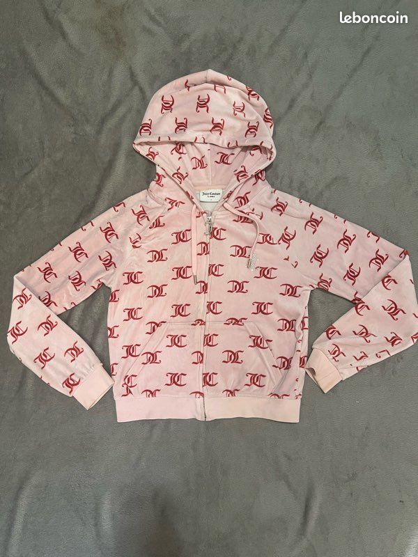Pull à Capuche (hoodie) Victoria's Secret PINK En Velours Rose - Taille L, Occasion En Très Bon état, Avec Paillettes (bling)