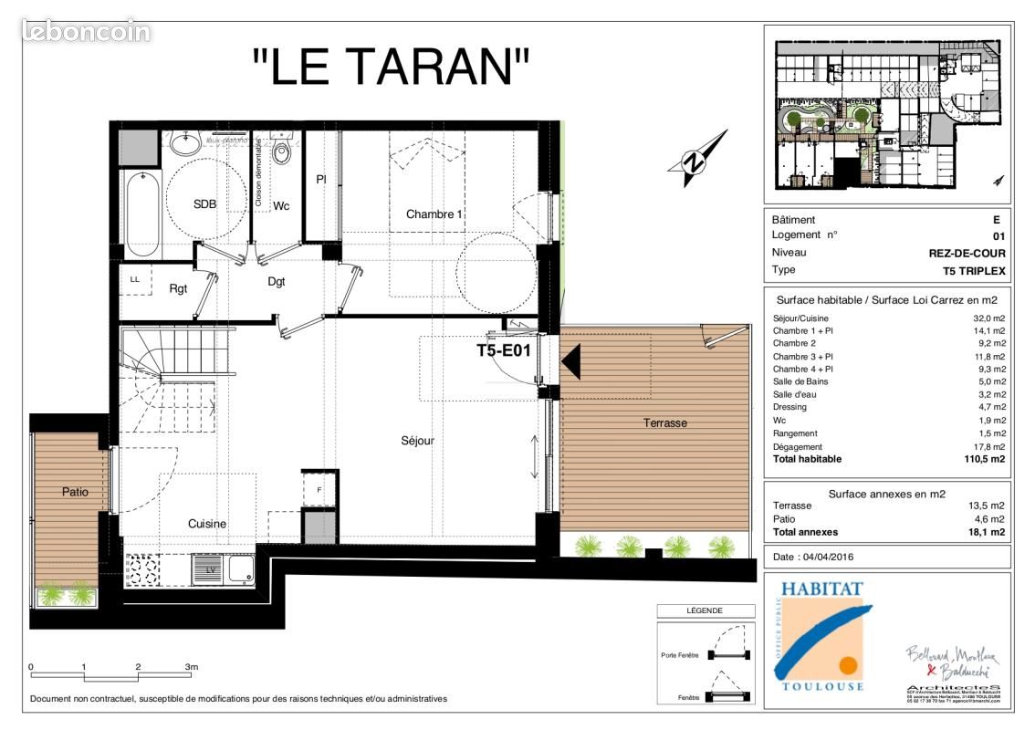 Appartement 5 pièces 110 m² · à Toulouse · 110 m² · 1 297 €