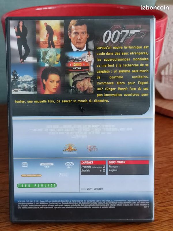 DVD 007 James Bond "Rien que pour vos yeux", avec Roger Moore (image 2)