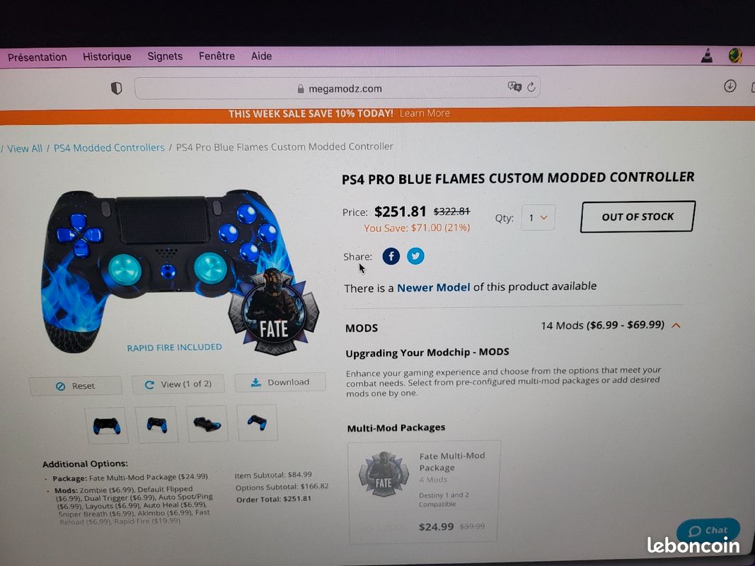 Ps4 pro blues flames custom controller (image 1)