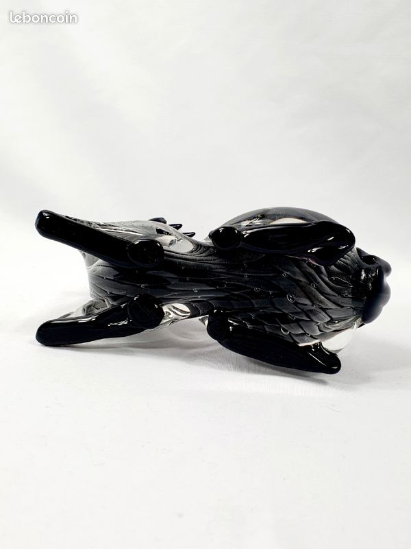 Figurine vintage renne en verre soufflé Murano gris et noir sculpture animal zoomorphe (image 7)