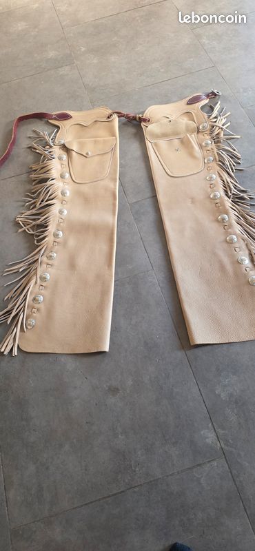 Chaps cuir vintage fonctionnel cowboy rodéo Texas talon fermeture
