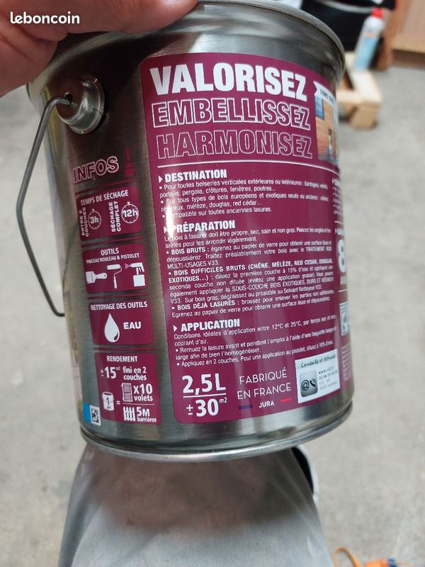 Pot de 2.5 litres de Lasure cèdre blanc jamais ouvert (image 2)