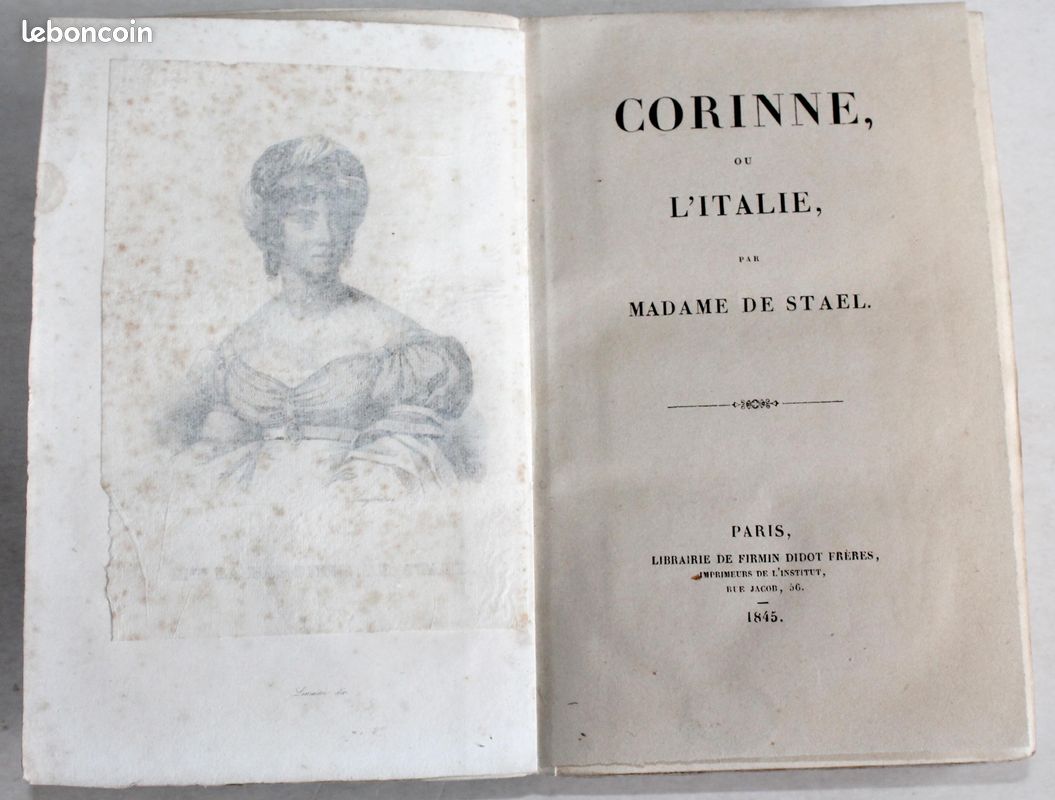 CORINNE OU L'ITALIE par MADAME DE STAEL 1845 LIBRAIRIE FIRMIN DIDOT, LITTERATURE (image 1)