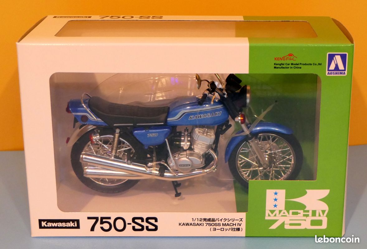 Modèle Réduit Moto Kawasaki 750SS Mach IV 1:12 – Alliage, Plastique Et Caoutchouc – Décoration Collection Ou Cadeau Motard – Jaune
