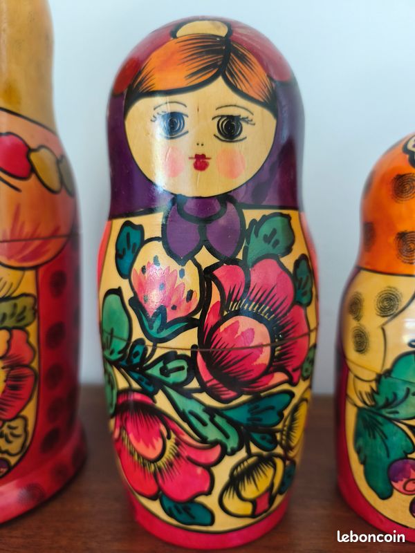 Poupées Russes Matriochkas Traditionnelles - 5 Pièces - 16 Cm - Jouet Ancien URSS