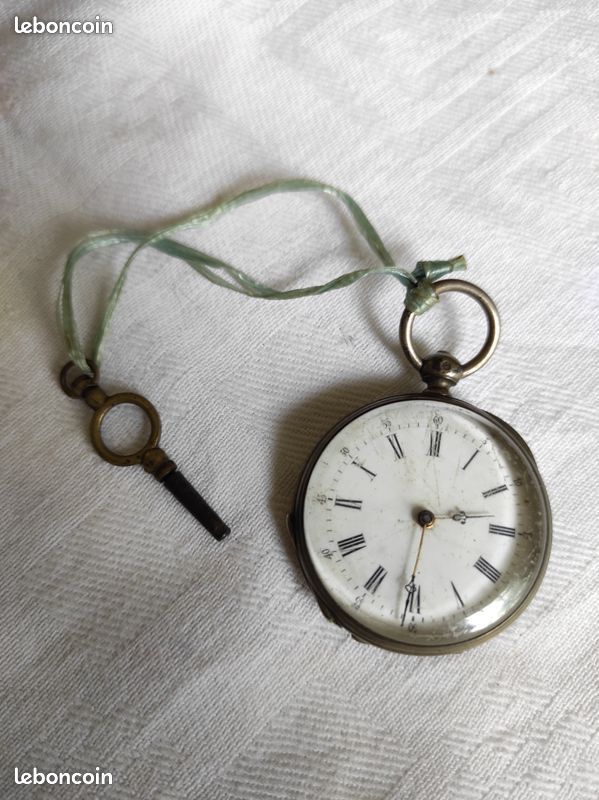 Montre gousset ancienne en argent à clef (image 1)