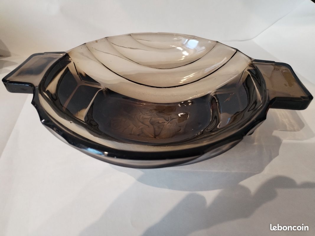 Ensemble d'une coupe et de six coupelles en verre fumé - Art Deco (image 6)